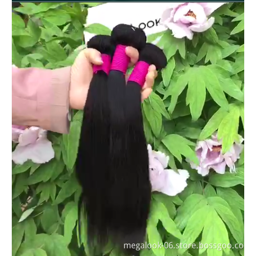 Megalook Discounts Raw Material Virgin Hair Unprocessed Natural Color Weave Bundles For Sale, Brazilian Natural Wave Hair